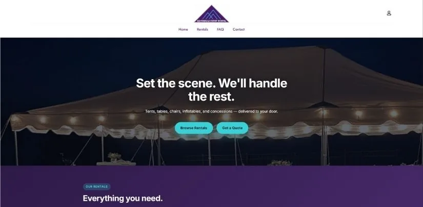 Ashtabula Event Rental website by Seed Value Marketing